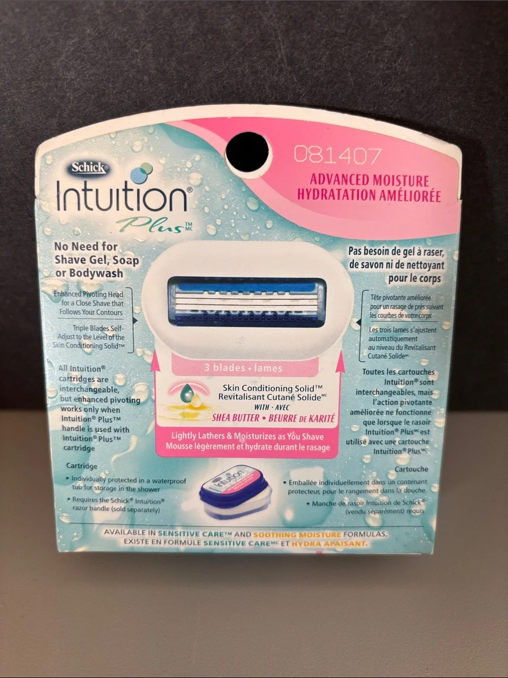 Schick Intuition Plus Advanced Moisture Shea Butter Razor Refill Cartridges 3/pk